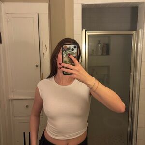 White Sleeveless Crop Top